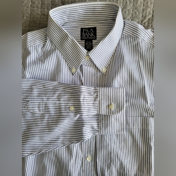 jos a bank Dress shirt long sleeve 16.5 34 Blue purple striped - Picture 2 of 4